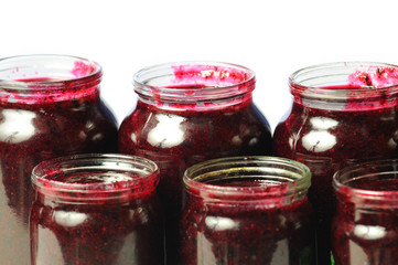 Fototapeta na wymiar Health-giving canned vitamins in jars