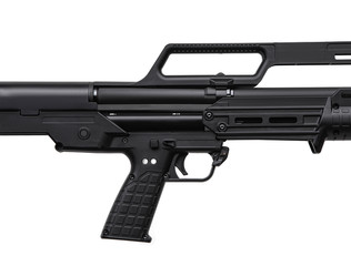 Modern semi-automatic tactical shotgun isolate on white background. Modern weapons on a light background.