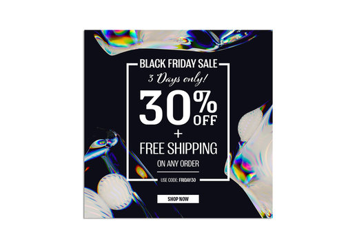 Black Friday Sale Event Layout with Abstract Futuristic Background Elements