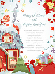 Merry Christmas and Happy New Year hand drawn card - 299132608