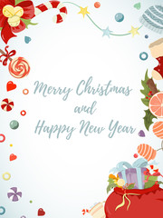 Merry Christmas and Happy New Year hand drawn card - 299132629