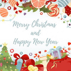 Merry Christmas and Happy New Year hand drawn card - 299132653