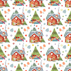 Merry Christmas Happy New Year hand drawn pattern - 299132859