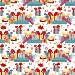 Merry Christmas Happy New Year hand drawn pattern - 299133070