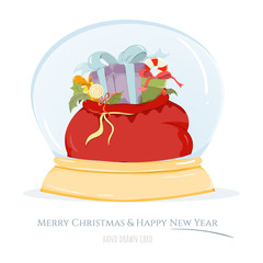 Merry Christmas and Happy New Year hand drawn card - 299133230