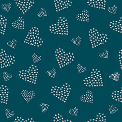 Cute hand drawn pattern with grouped small hearts into bigger hearts