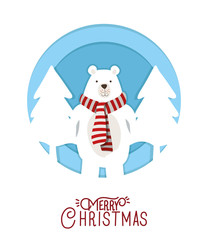 happy mery christmas card with polar bear