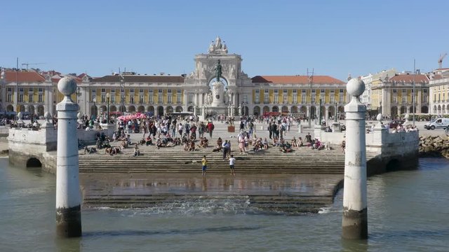 Aerial view of Praca do Comercio in lisbon portugal