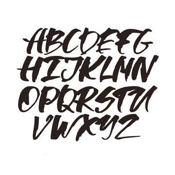 Alphabet letters. Black handwritten font drawn 