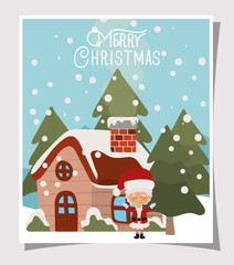 happy mery christmas card with santa claus wife