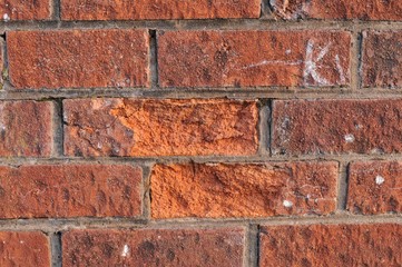 Old Broken Red Brick Wall