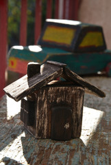 handmade old wooden toy house