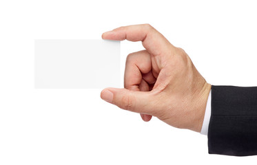 Fototapeta premium note paper card blank sign hand holding businessman suit