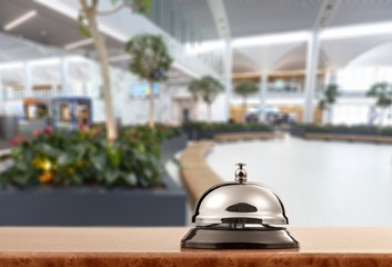 Reception service desk bell, close-up view