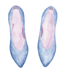 Watercolor woman’s shoes isolated on white background