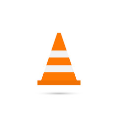 Construction traffic cone icon, warning sign design. Vector illustration.