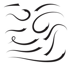 Vector set of hand drawn underline. Black scribble brush strokes collection. Felt tip brush smears stripe.