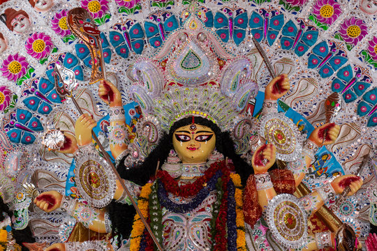 Goddess Durga idol during the navratri/durga puja celebration in India