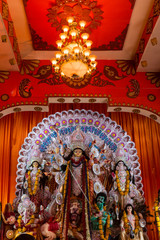 Goddess Durga idol during the navratri/durga puja celebration in India