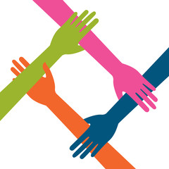 Obraz premium Hand Colorful Creative Connection with Teamwork