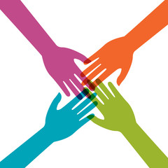 Hand Colorful Creative  Connection with Teamwork