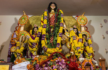 Goddess Durga idol during the navratri/durga puja celebration in India