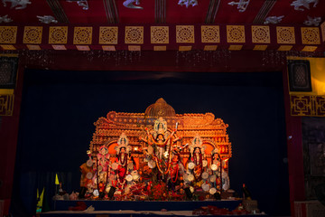 Goddess Durga idol during the navratri/durga puja celebration in India