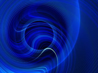Shiny dynamic circles and spiral patterns on blue background
