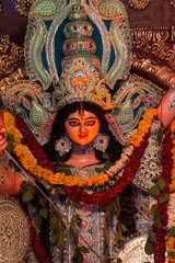 Fototapeta premium Goddess Durga idol during the navratri/durga puja celebration in India