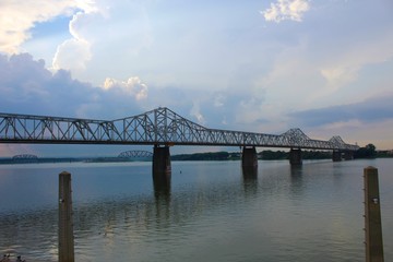 Bridge in Kentucky back dropped by a beautiful evening sky