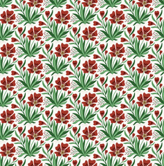 Garden floral pattern, hellebore illustration seamless vector