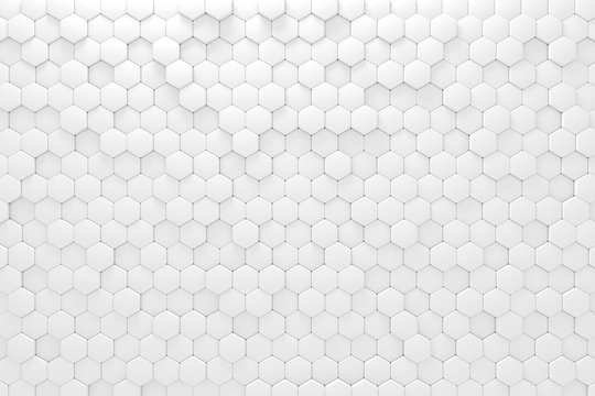 White geometric mosaic hexagonal abstract background. Computer generated abstract geometric. 3d rendering