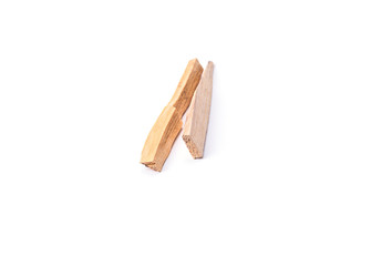 Two palo santo tree sticks isolated on white background. Bursera graveolens
