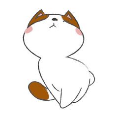 Cute white cartoon cat. cute kitten. kawaii illustration