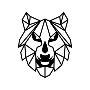 Abstract face wolf style geometric symbol isolated on white background