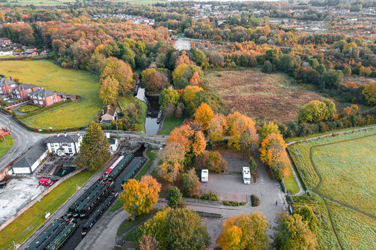 Aerial View over Trevor Basin Canal in Wales