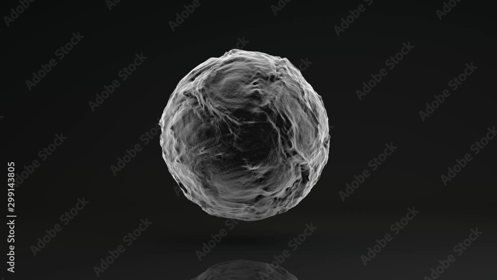 Aufkleber 3d animation of a black sphere with a wavy surface. virus. animation of an abstract object that is 4