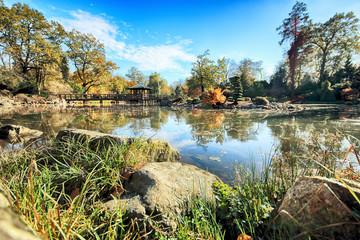 WROCLAW, POLAND - OCTOBER 18, 2019: Japanese Garden is situated in the vicinity of the historical...
