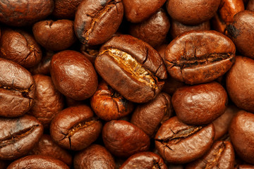 Fresh and aromatic roasted coffee beans, can be used as background.