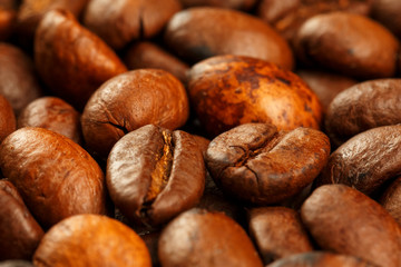 Fresh and aromatic roasted coffee beans, can be used as background.