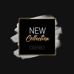 New Collection Sale sign over art paint background vector illustration. 