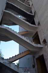 Ghost town in Eastern Europe.Former Soviet kids camp.Ukraine gets rid of the consequences of communism. Ruins.  Kiev Region,Ukraine