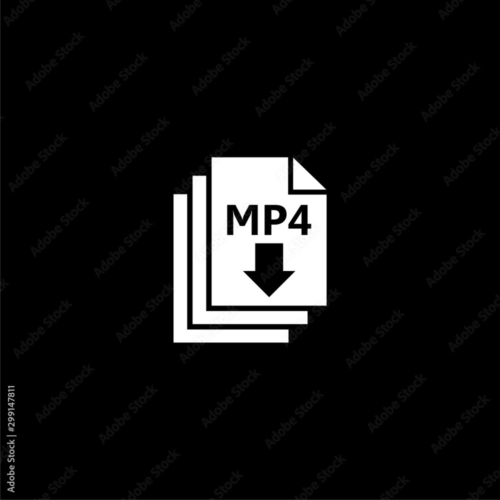 Poster mp4 file document icon isolated on black background