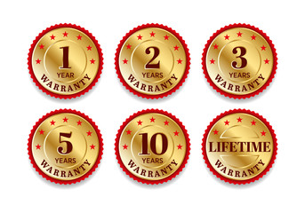 Quality certification warranty badge icon set