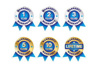 Quality certification warranty badge icon set