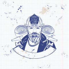 Hand drawn sketch fireman icon