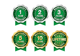 Quality certification warranty badge icon set