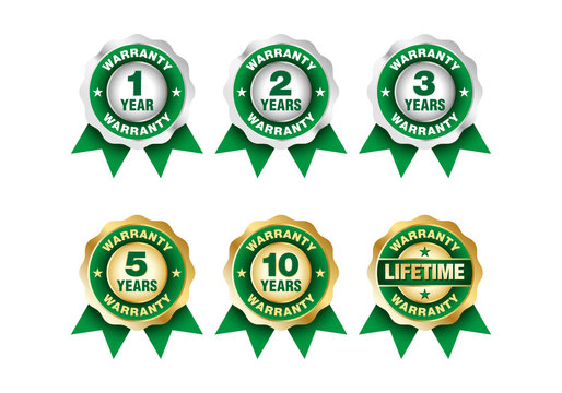 Quality certification warranty badge icon set