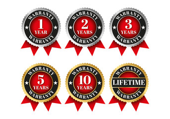 Quality certification warranty badge icon set