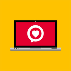 New message notification concept on laptop vector illustration template